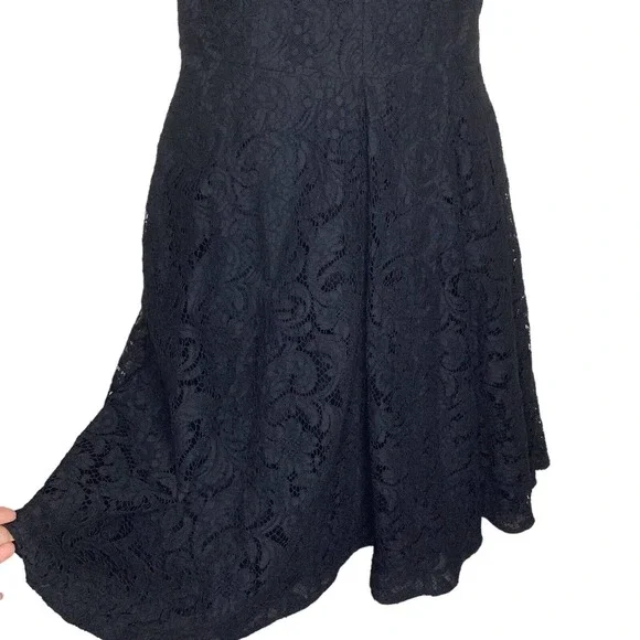Burberry London Dress Womens 4 Black Lace Floral Fit Flare Sleeveless Pockets S - Picture 5 of 10